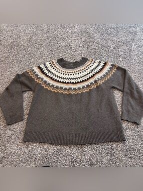 Weatherproof Olive Fair Isle Crewneck Sweater